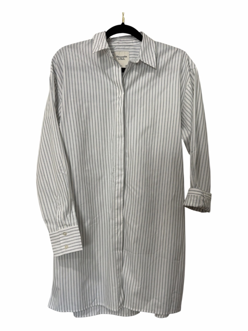 Abercrombie & Fitch women’s White & Gray Stripe Longline Button-Up Shirt/ Dress